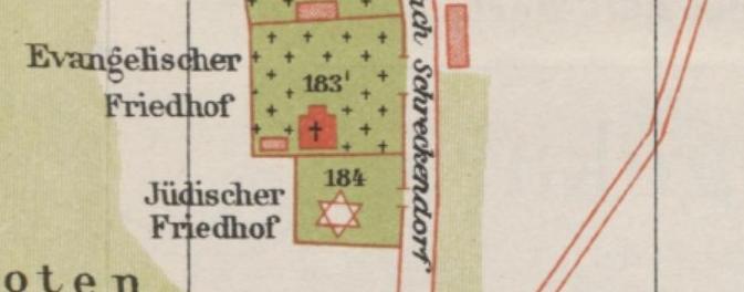 Cmentarz żydowski w Lądku-Zdroju na planie z 1926 r., Plan von Stadt u. Bad Landeck i. Schles.