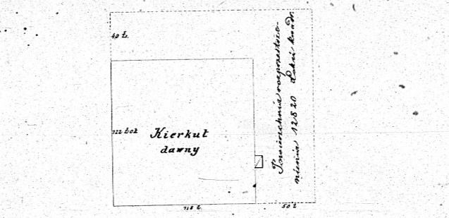 Plan cmentarza ydowskiego w Mogielnicy z 1860 roku, z zaznaczeniem nowej i starej czci