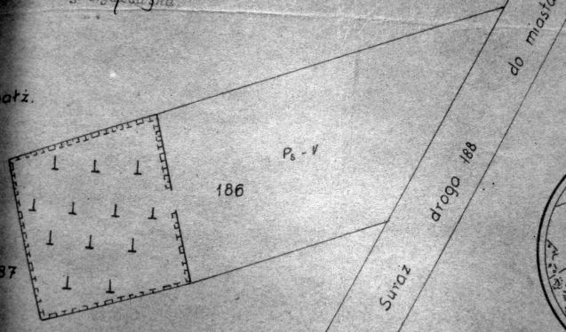 Plan cmentarza żydowskiego w Surażu (źródło: AAN, Ministerstwo Gospodarki Komunalnej, sygn. 9/25)