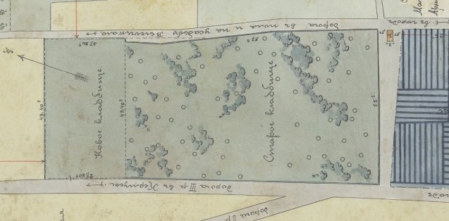 Plan cmentarza żydowskiego w Tykocinie z 1912 r. (Źródło: Archiwum Główne Akt Dawnych)